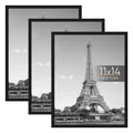 upsimples 11x14 Picture Frame Black 3 Pack, Frames 11 x 14 for Horizontal or Vertical Wall Mounting, Scratch-Proof Wall Gallery 