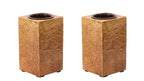 Purpledip Wooden T Light Candle Holders With Brass Sheet Cover (Set Of 2) Golden, Indian Souvenir, Gift (10997)