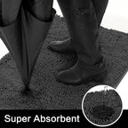 Homeideas Absorbent Chenille Door Mat Indoor, 24“X36”, Dirt Trapper Machine Washable Non Slip Throw Rugs For Entryway, Entrance, Mud Room, Thick Welcome Doormat, Dark Gray