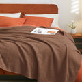 Phf 100% Cotton Waffle Weave Blanket King Size 104' X 90' - Lightweight Cozy Washed Soft Breathable Throw - Perfect Layer For Couch Bed Sofa - Elegant Aesthetic Home Decoration Gift - Cappuccino