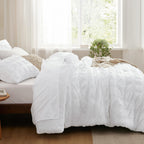 Bedsure Bed In A Bag Queen - Queen Comforter Set 7 Pieces Plaid Seersucker Bedding Set, Soft Lightweight Down Alternative Comfor