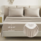Litanika Comforter California King Size Set Oatmeal - 7 Pieces Bed In A Bag California King Beddding Comforter Sets, Plain Light