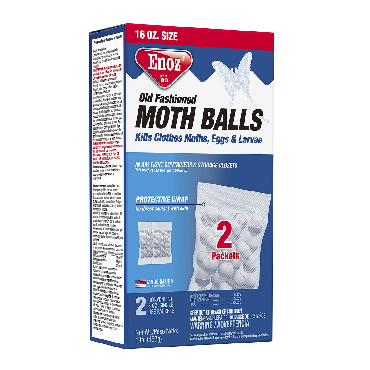 Enoz Old Fashioned Moth Balls, 16 Ounce