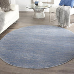 Nourison Essentials Indoor/Outdoor Blue/Grey 6' X Round Area -Rug, Easy -Cleaning, Non Shedding, Bed Room, Living Room, Dining Room, Backyard, Deck, Patio (6 Round)