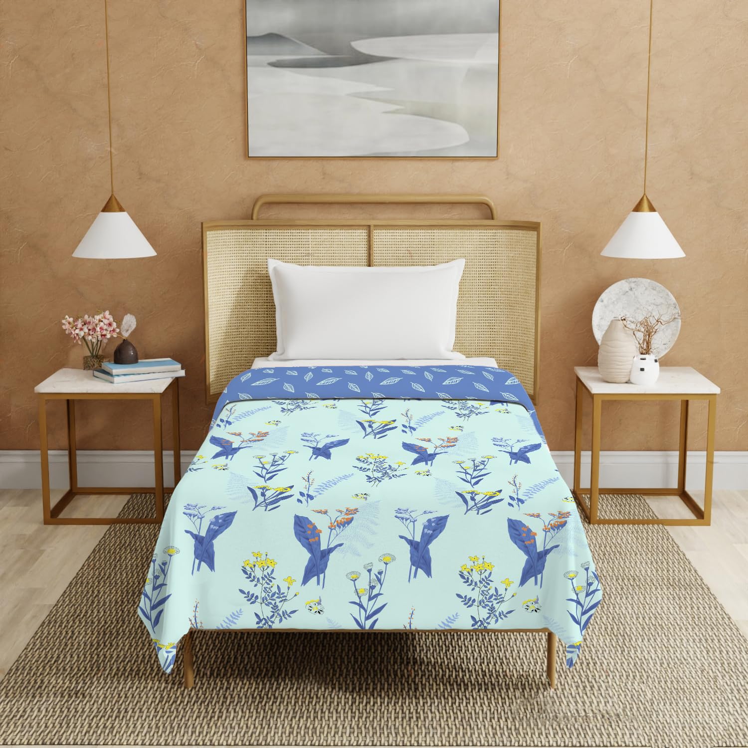 Urban Space 100% Cotton Malmal Single Bed Dohar, All Season Reversible Blanket, Soft, Lightweight And Breathable Ac Dohar/Quilt/