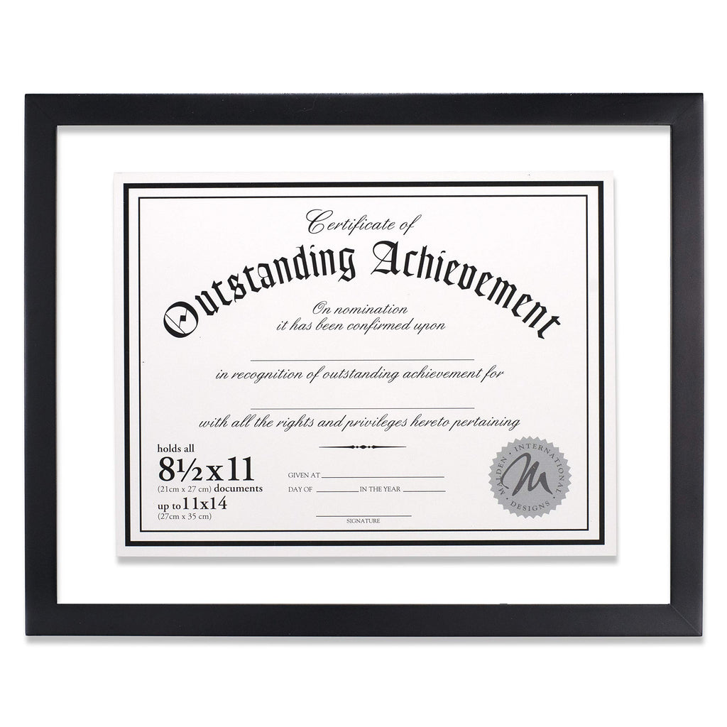 Malden International Designs Wood Floater Document Frame, 8.5x11/11x14, Black