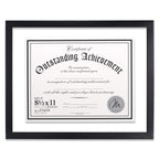 Malden International Designs Wood Floater Document Frame, 8.5x11/11x14, Black