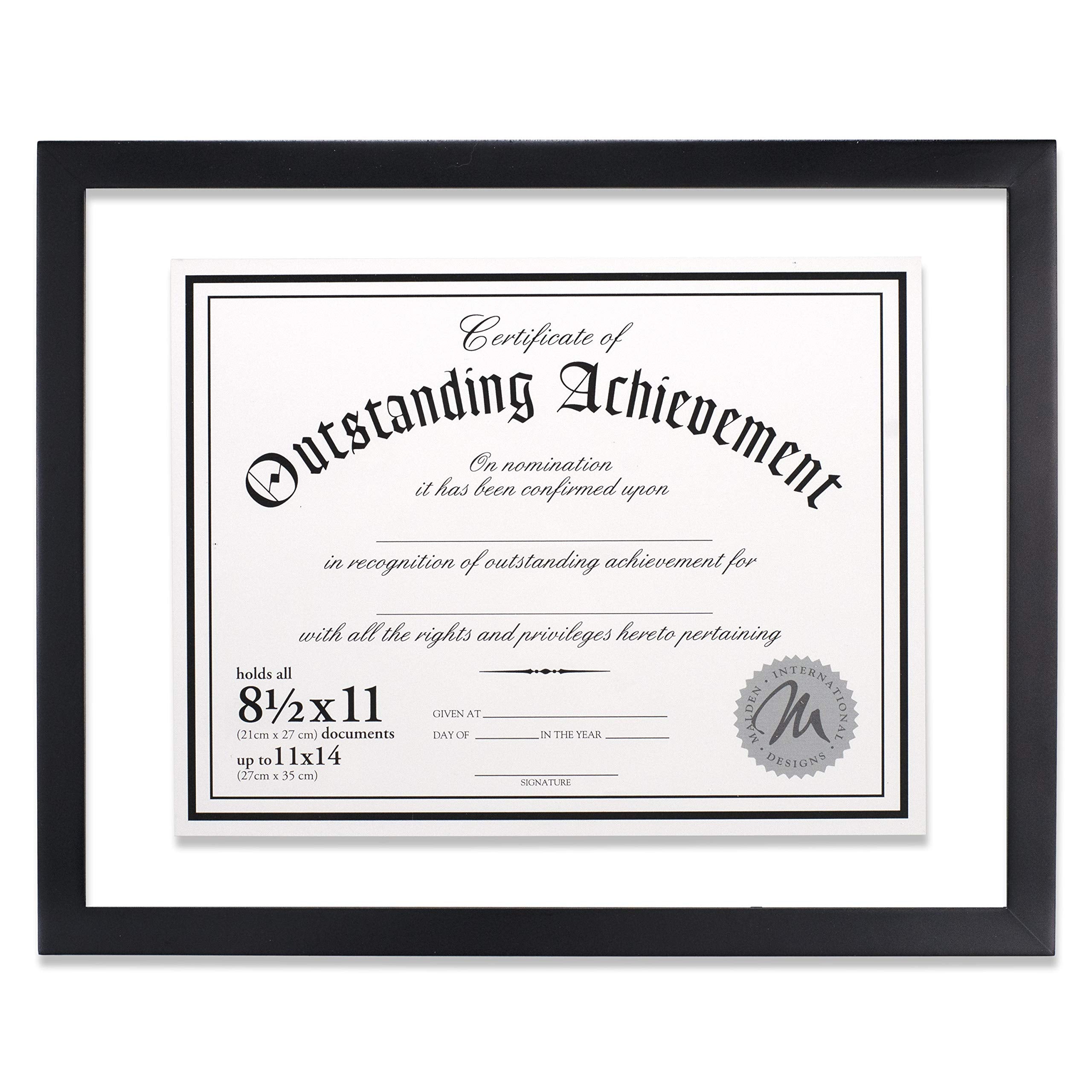 Malden International Designs Wood Floater Document Frame, 8.5x11/11x14, Black