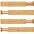 Mekbok 4-Pack Bamboo Kitchen Drawer Divider, Adjustable Drawer Storage, Spring Loaded, Suitable For Kitchens, Dressing Tables, B