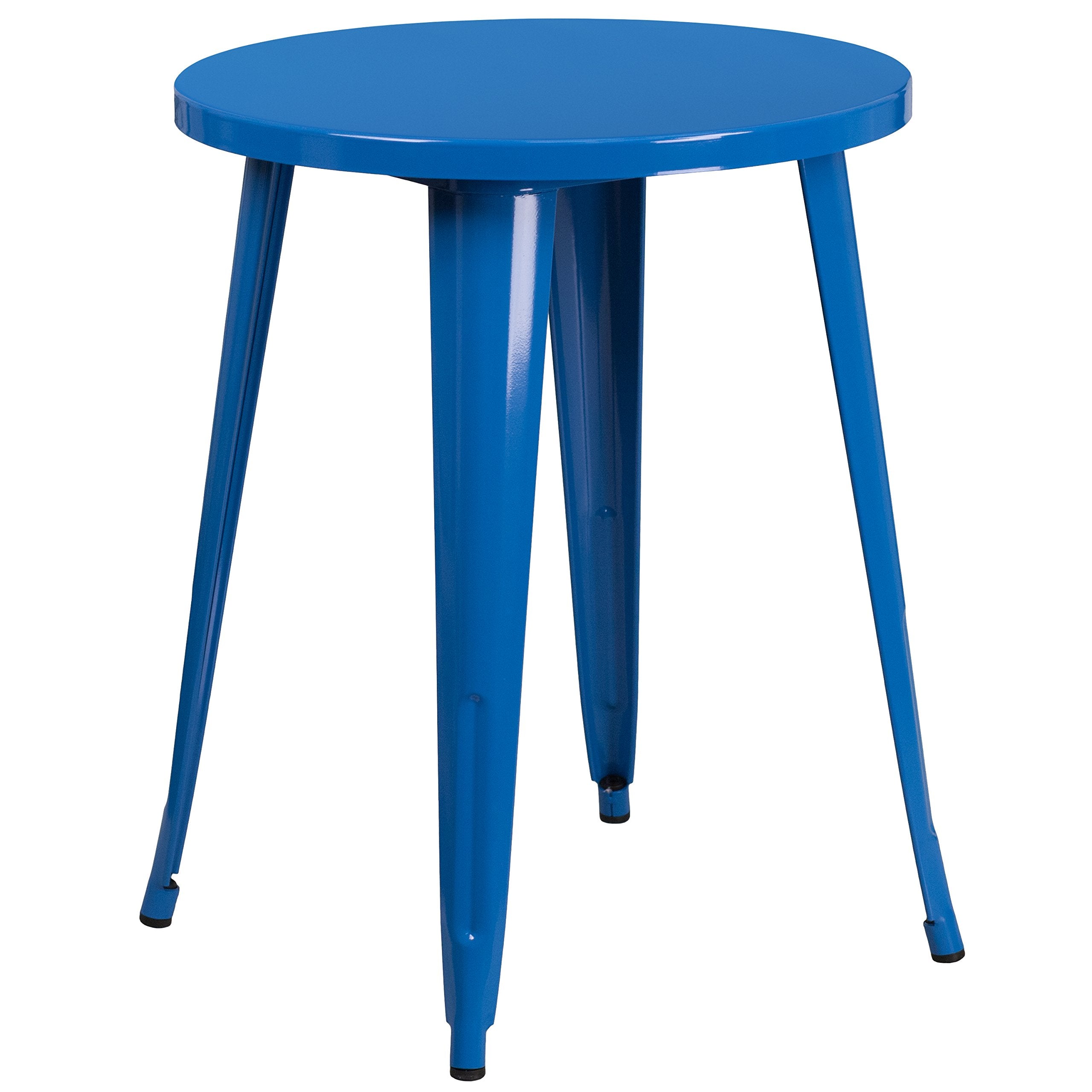 Flash Furniture Webb Commercial Grade 24 Round Blue Metal Indoor-Outdoor Table