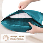 Pure Bedding Satin Pillowcase 2 Pack - Queen Size (20''X30'', Teal) - Silky Pillow Cases For Hair And Skin - Satin Pillow Covers
