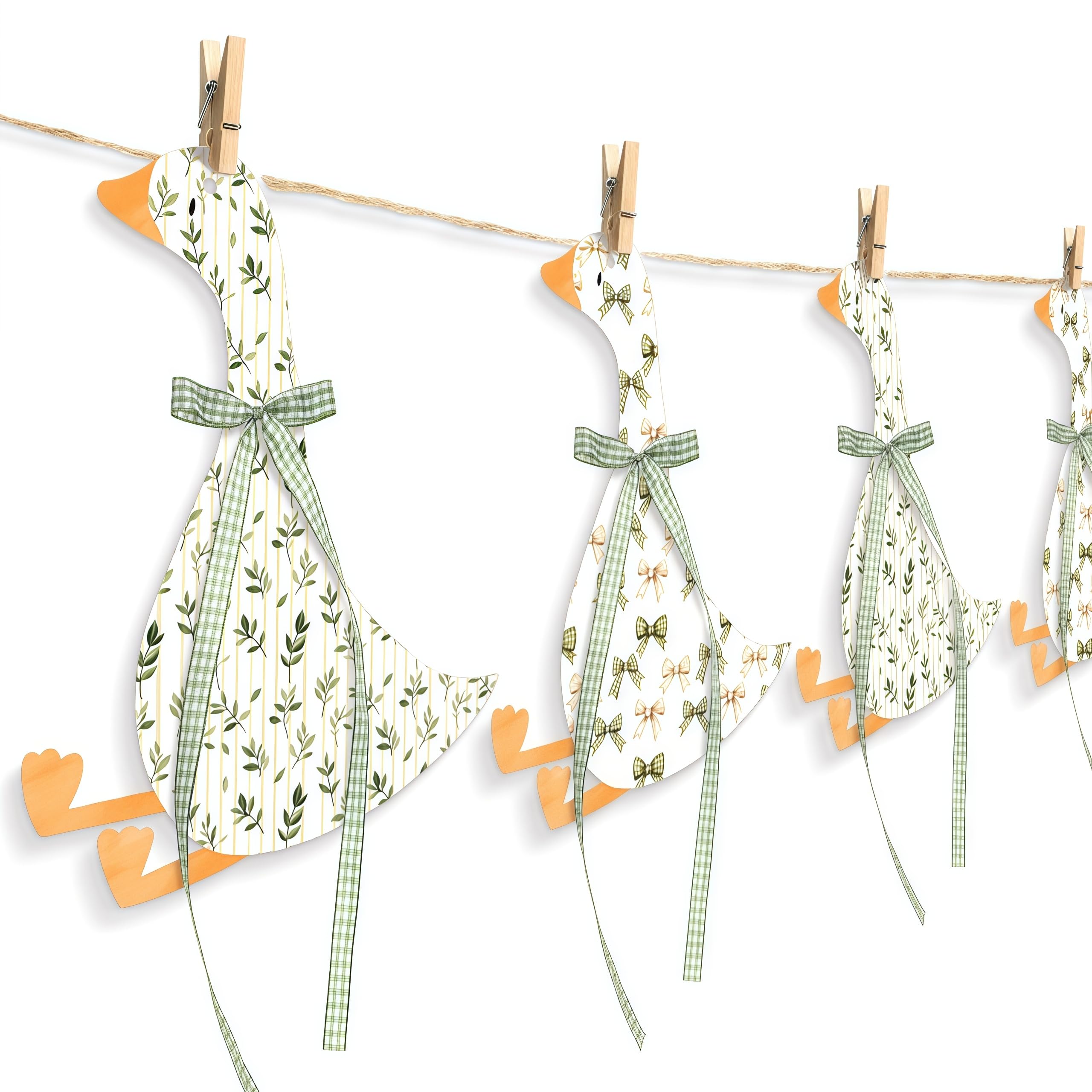 Maitys 2 Sets Silly Goose Green Baby Shower Bunting with Bow Ribbon One Silly Goose Birthday Banner Baby Showers Decorations for