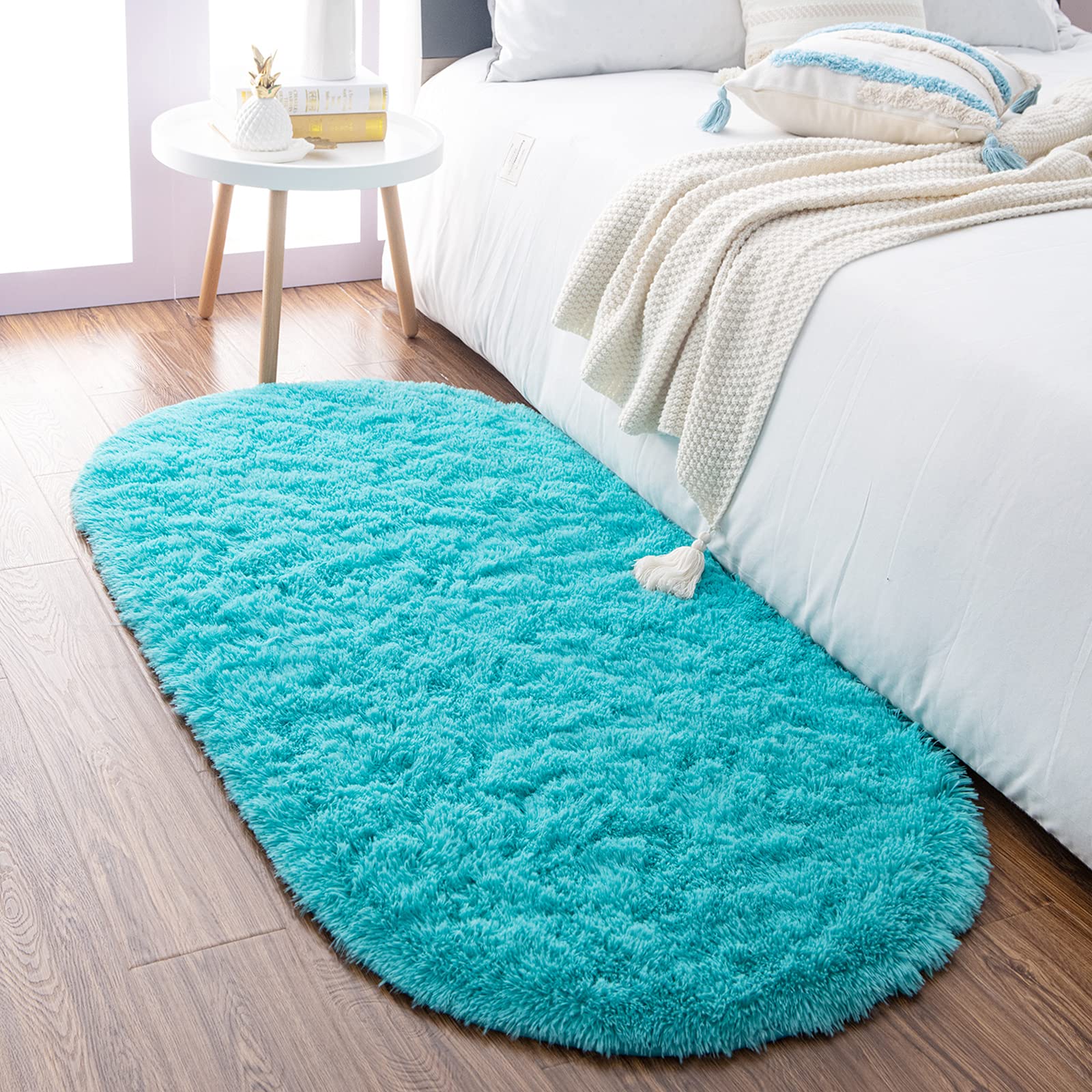 Noahas Ultra Soft Fluffy Bedroom Rugs Kids Room Carpet Modern Shaggy Area Rugs Home Decor 2.6 X 5.3, Teal Blue
