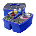 Storex Large Classroom Craft Caddy With Cups, 13 X 11 X 6.575 Inches, Blue, Case Of 2 (00985A02C)