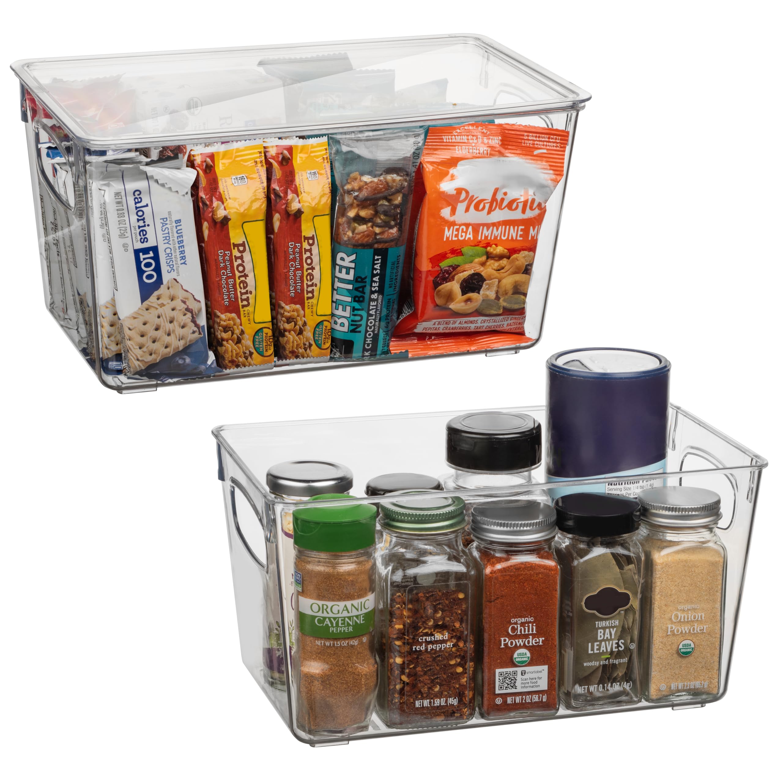 CLEARSPACE Plastic Pantry Organization and Storage Bins with Lids - Perfect Kitchen Organization or Kitchen Storage - Fridge Org