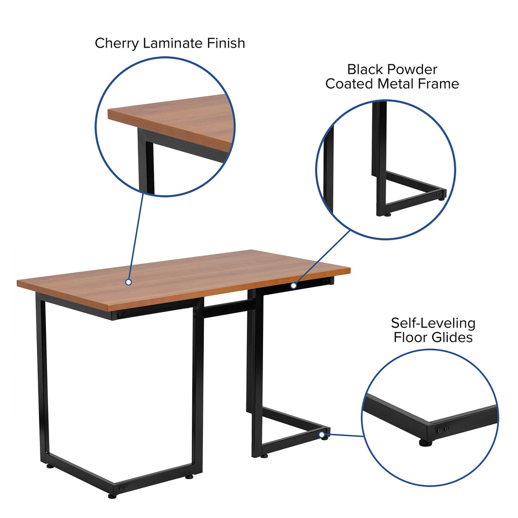 Flash Furniture Cherry Computer Desk with Black Metal Frame