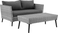 Crosley Furniture Richland 2-Piece Wicker Outdoor Coffee Table and Loveseat Patio Furniture Set for Porch, Gray