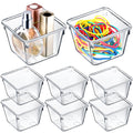 Tioncy 8 Pcs Clear Drawer Organizers 3 x 3 x 2 Stackable Small Makeup Vanity Storage Bins Small Desk Drawer Organization Clear C