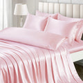 Ersmak 4 Pieces Satin Sheets Set Twin Size, Luxury Silky Blush Pink Satin Bed Sheets Set with 1 Deep Pocket Fitted Sheet, 1 Soft