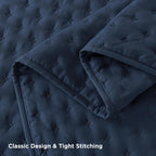 Andency Navy Blue Queen Size Quilt Bedding Set (90X96 Inch), 3 Pieces Soft Lightweight Bedspread Coverlet, Boho Summer Quilt Que