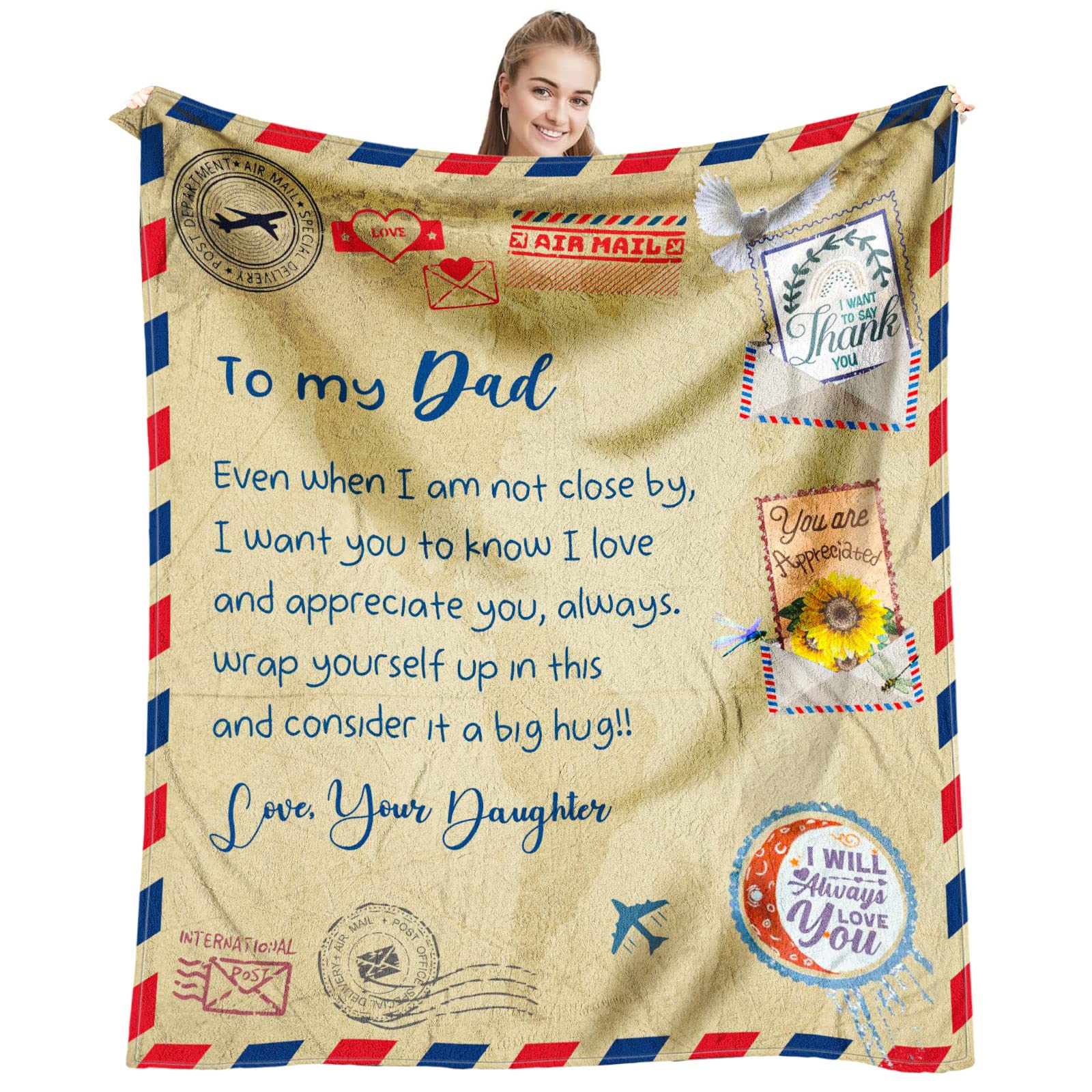 Dfaqehk Dad Gifts From Daughter, Birthday Gifts For Dad From Daughter, Dads Birthday Gifts Ideas Throw Blanket 60'X50', Presen
