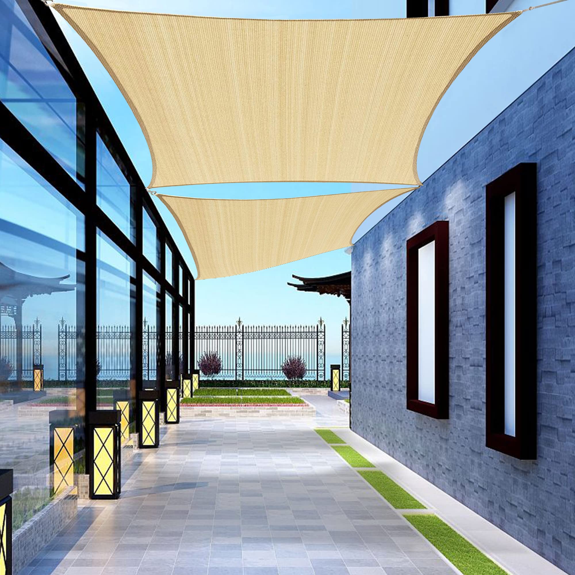 Shadewiz Custom Size 5' X 20' Beige Rectangle Sun Shade Sail Canopy Awning For Patio Backyard Lawn Garden Outdoor Activities Com