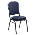 4 Pk. Stacking Chair with Navy Vinyl and 2.5 Thick Seat - Silver Vein Frame