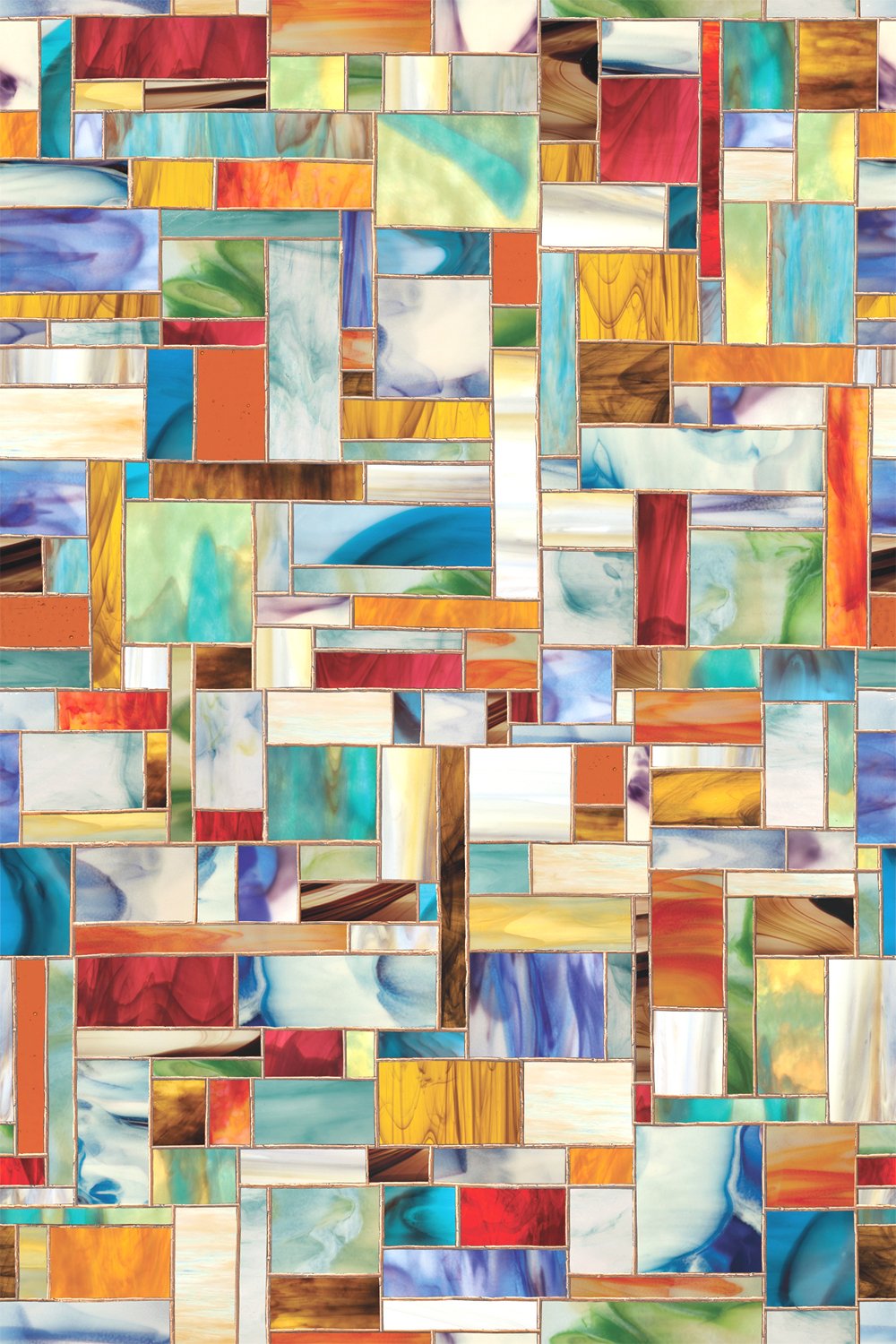 ARTSCAPE Montage Privacy Window Film - 24 x 36, Non-Adhesive, UV Protection, Easy Apply, Removable, Vibrant Colored Pattern, Made in USA