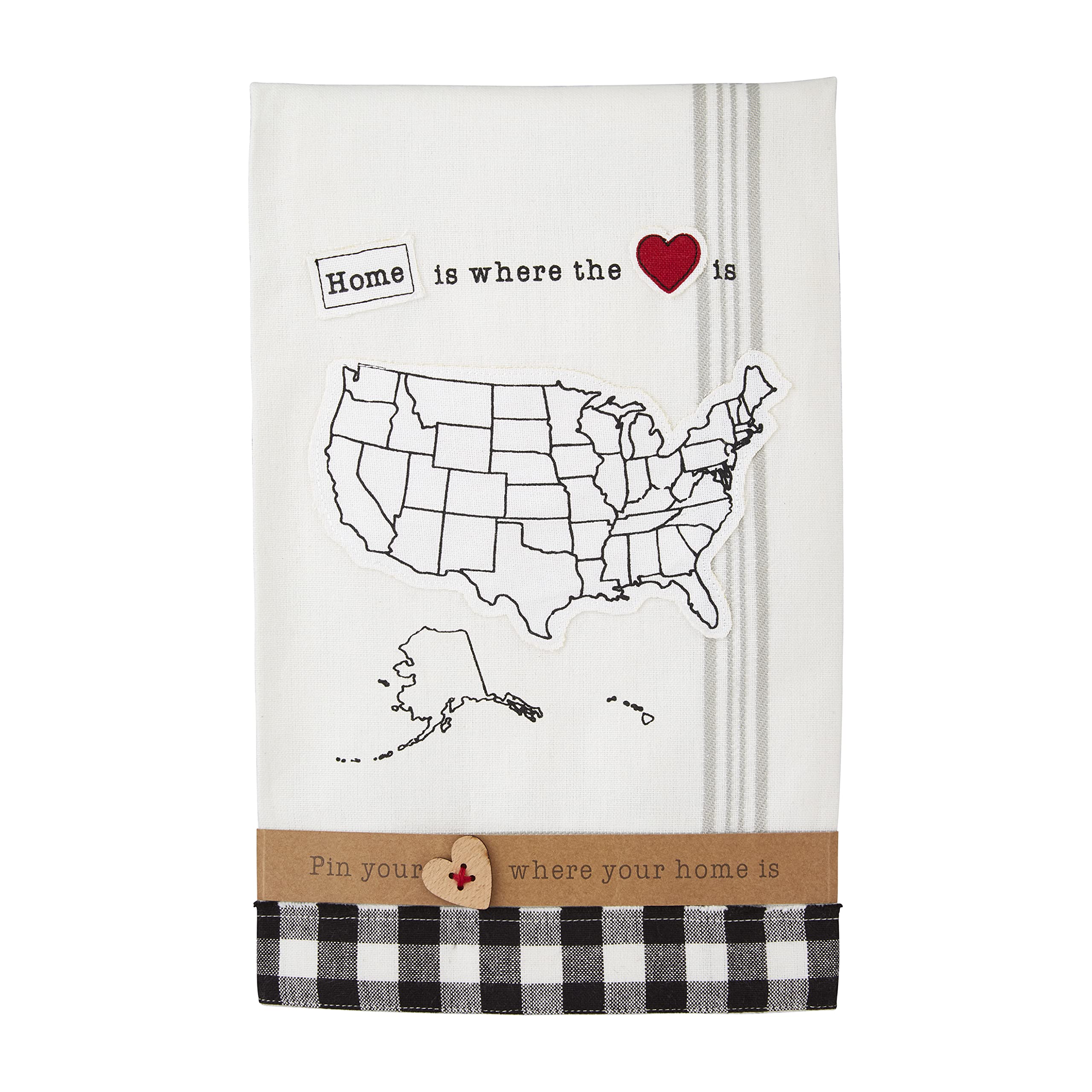Mud Pie Personalizable Towel, Home is Where The Heart is, White, 26 x 18.5
