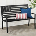 Best Choice Products Outdoor Bench 2-Person Steel Indoor/Outdoor Bench for Garden, Patio, Porch, Entryway w/American Flag, 790lb