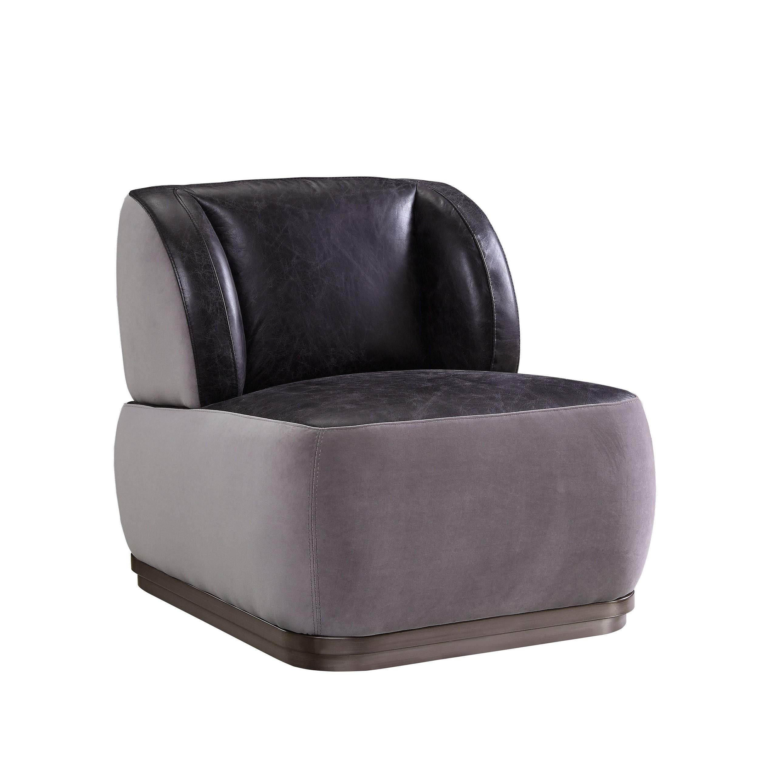 Benjara Leatherette Accent Chair with Wingback Design Backrest, Black and Gray
