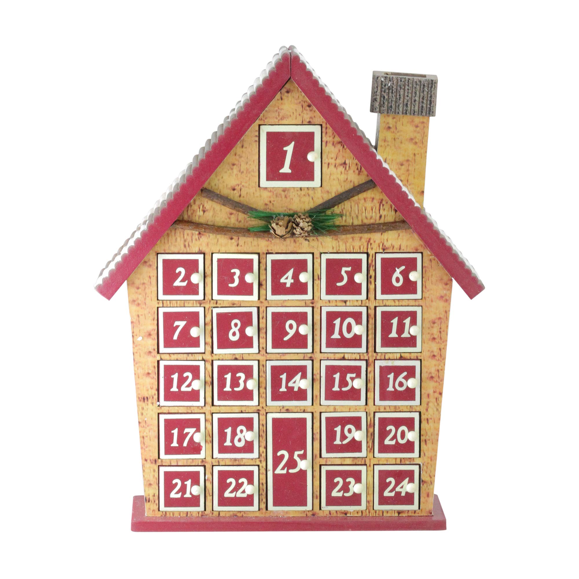 Northlight 15' Burgundy Advent Calendar House Tabletop Christmas Decoration