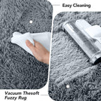 Shag Rugs 8X10 Living Room: Shag Area Rug For Bedroom - Gray Large Fluffy Soft Carpet (Grey, 8X10 Feet)