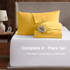 Nestl King Size Sheets Set - 4 Piece King Sheets, Deep Pocket, Hotel Luxury, Extra Soft, Breathable And Cooling, Yellow King Bed Sheets