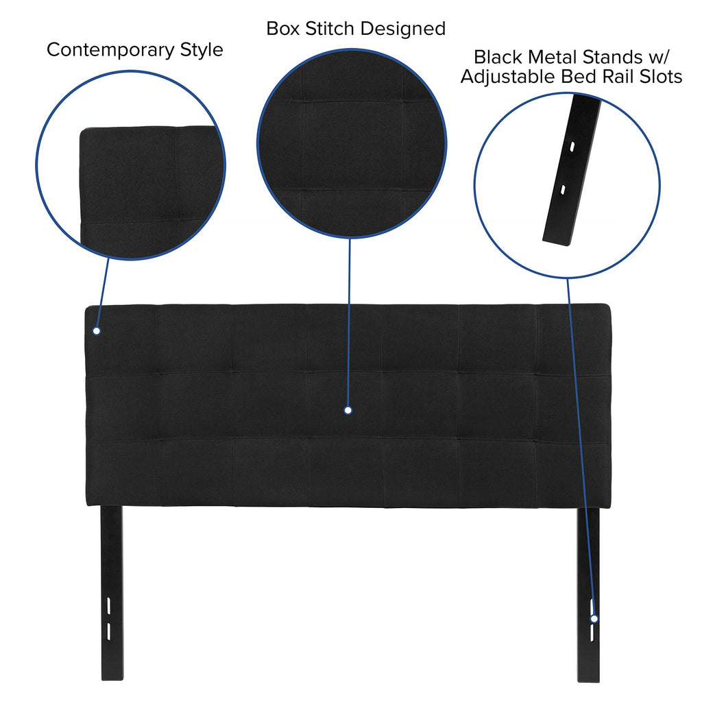 Flash Furniture Bedford Tufted Upholstered Headboard For Full Size Bed, Contemporary Fabric Tufted Headboard With Adjustable Height, Black
