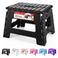 Acstep Folding Step Stool 9'' Tall Kids Step Stool Holds Up To 300 Lb Plastic Foldable Step Stools For Kids Non-Slip Surface With Carry Handle Collapsible Stool For Home, Outdoor And Indoor(Black)