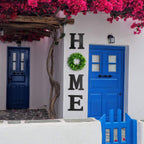 12 Inch Home Letters With Wreath Wall Decor Living Room Black Wooden Home Sign Modern Farmhouse Decor Flower Garland Decoration