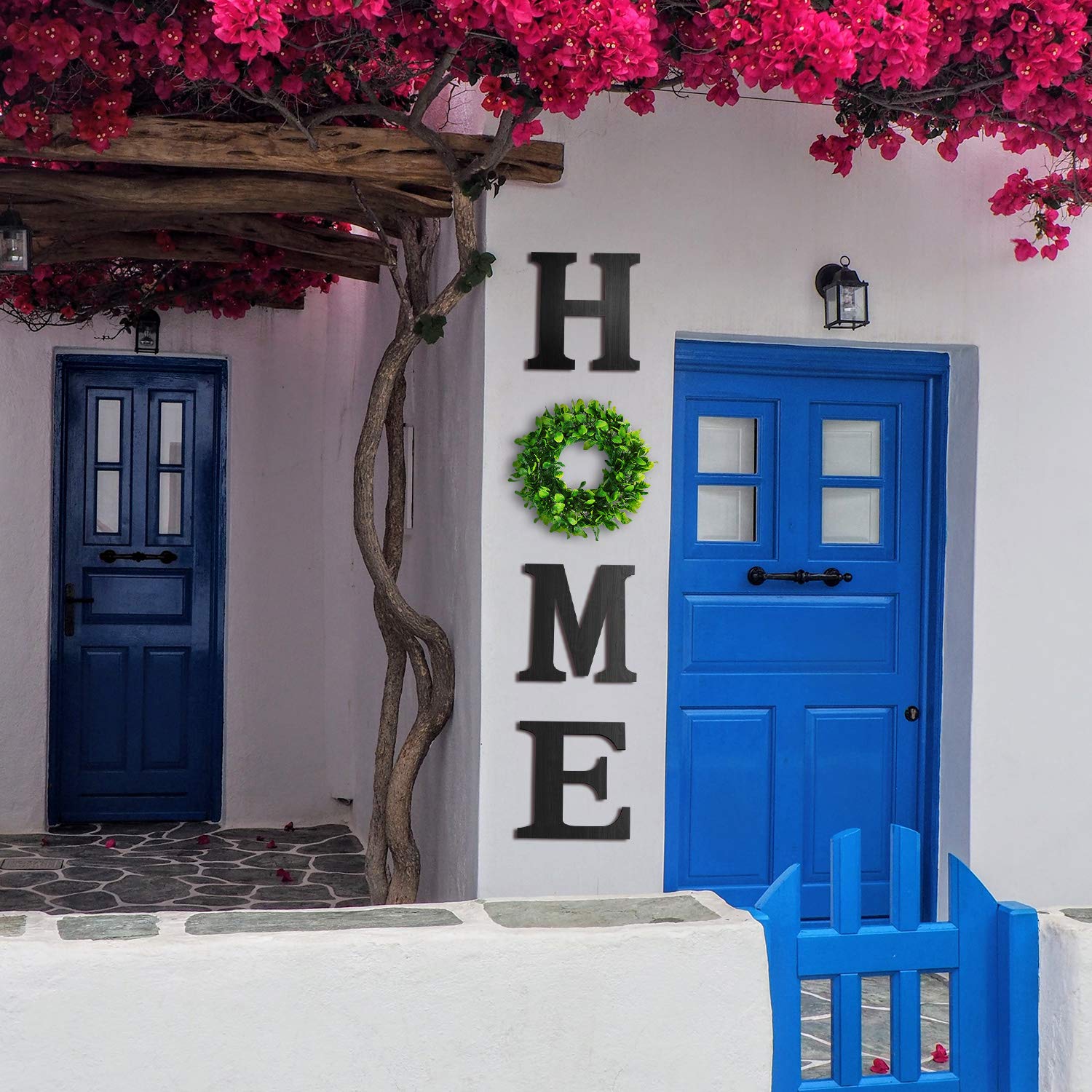 12 Inch Home Letters With Wreath Wall Decor Living Room Black Wooden Home Sign Modern Farmhouse Decor Flower Garland Decoration