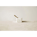 Creative Co-Op Square White Marble Brass Spoon (Set Of 2 Pieces) Bowl, 24 Ounces
