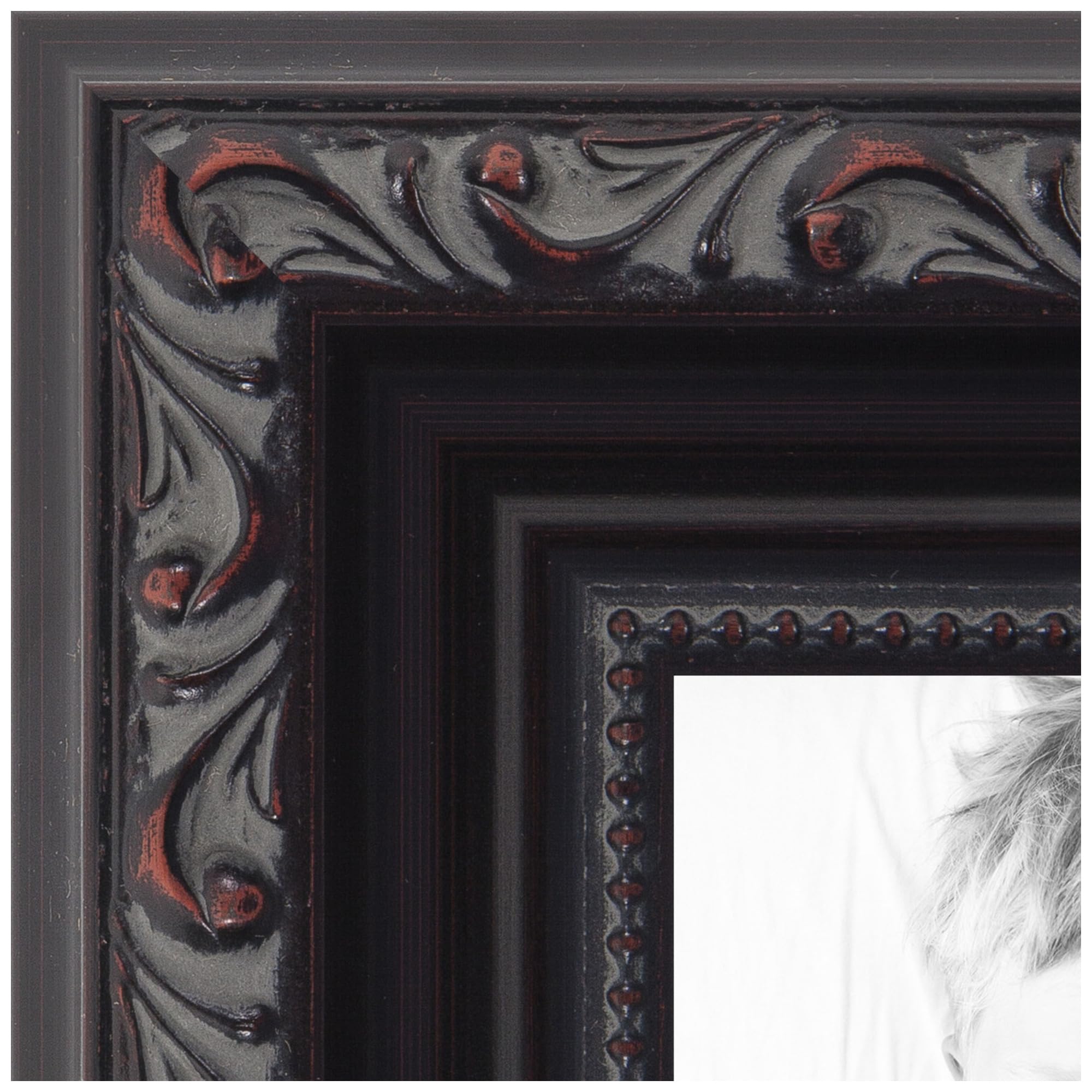 ArtToFrames 12x16 Inch Black Picture Frame, This 14 Inch Custom Poster Frame is Black with Beads - Comes with Regular Glass and 