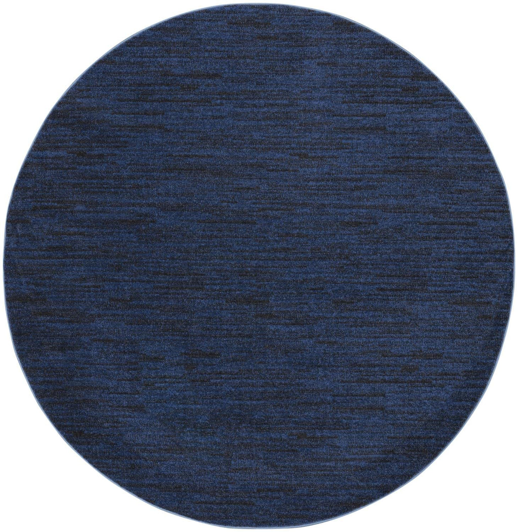 Nourison Essentials Indoor/Outdoor Midnight Blue 8' X Round Area -Rug, Easy -Cleaning, Non Shedding, Bed Room, Living Room, Dining Room, Backyard, Deck, Patio (8 Round)