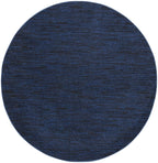 Nourison Essentials Indoor/Outdoor Midnight Blue 8' X Round Area -Rug, Easy -Cleaning, Non Shedding, Bed Room, Living Room, Dining Room, Backyard, Deck, Patio (8 Round)