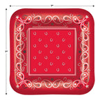 Beistle Bandana Plates, Red/Black/White, 7 Inches