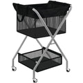 STO STO 2Tier Foldable Laundry Cart with Wheels, 75L Tall Rolling Laundry Hamper, Collapsible Laundry Basket with Removable Bag
