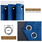Dwcn Blue Velvet Curtains 120 Inches Long - Blackout Privacy Protect Window Drapes Thick Grommet Tieable Light Blocking Curtains