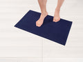American Soft Linen Bath Rug, 17 in 24 in 100% Cotton Bath Mats Rugs for Bathroom, Non Slip Washable Shaggy Form Area Rugs, Navy