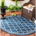 SAFAVIEH Courtyard Collection 53 Round Navy/Beige CY6918 Trellis Indoor/ Outdoor Waterproof Easy--Cleaning Patio Backyard Mudro
