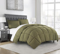Chezmoi Collection Olive Green Down Alternative Comforter Oversized Queen - 3-Piece Lightweight Comforter Set - All Seasons Micr
