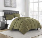 Chezmoi Collection Olive Green Down Alternative Comforter Oversized Queen - 3-Piece Lightweight Comforter Set - All Seasons Micr