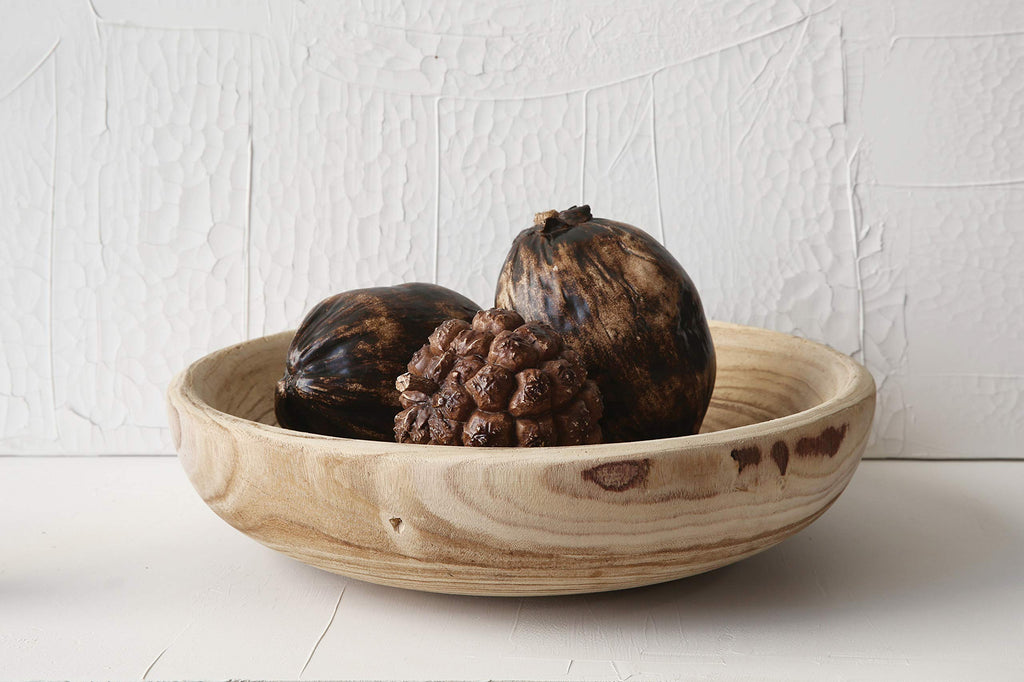 Creative Co-Op Decorative Paulownia Wood Bowl